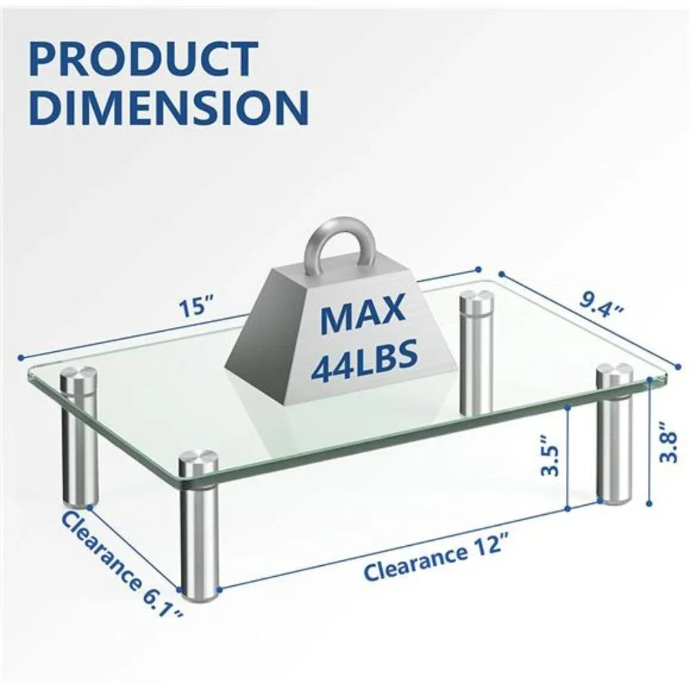 Dual Glass Monitor Stand Riser, 2 Pack Computer Monitor Riser - Picture 5 of 6